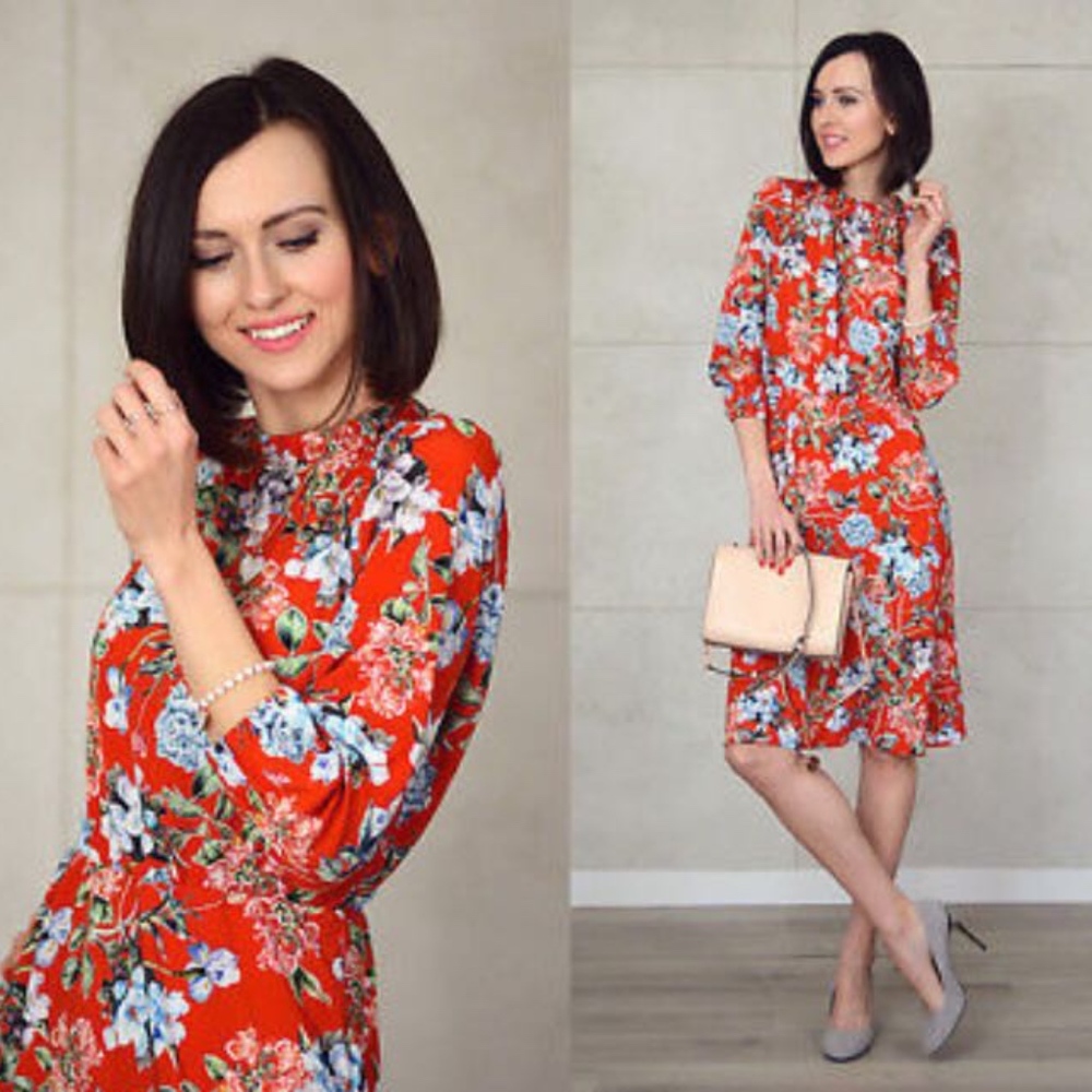 H&M Floral Midi Dress US 12 EU 42